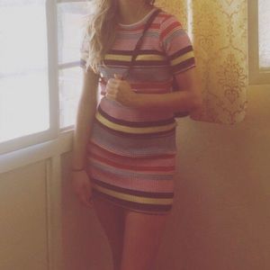 Striped colored sweater dress